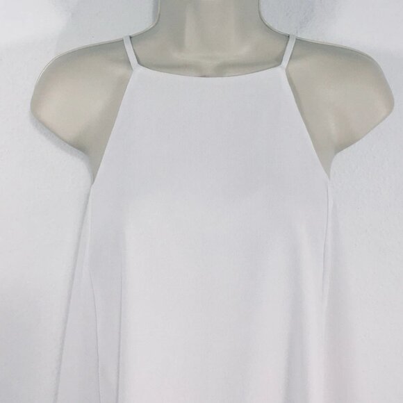 Gianni Bini Dress Sz M Strappy Halter Button Back Swing Flare Ruffle Hem - Picture 7 of 16